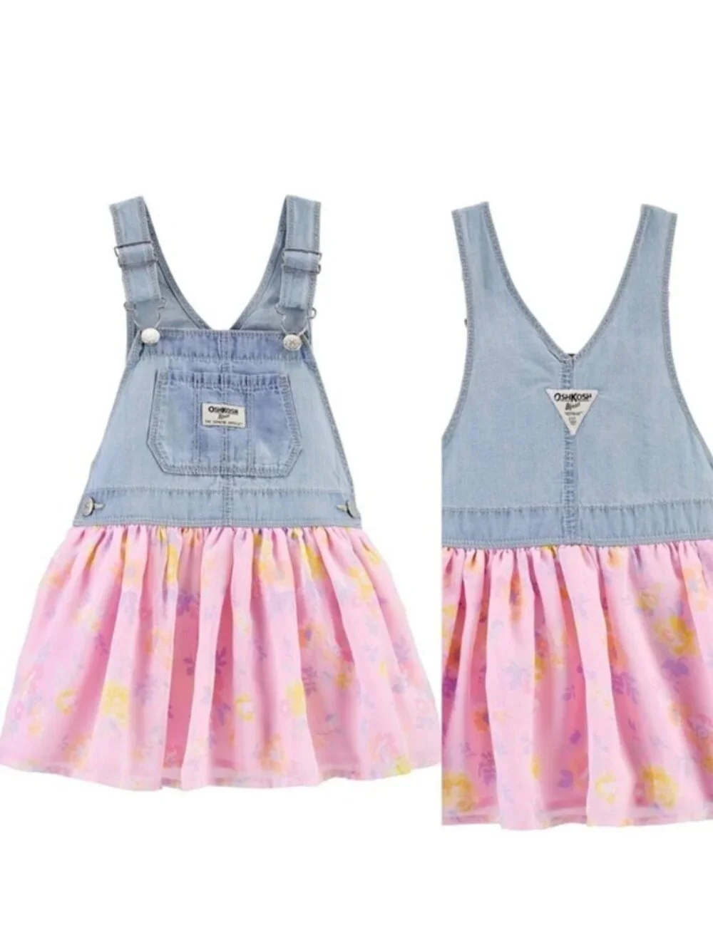 Oshkosh B'Gosh | Pink Denim Floral Skirtall | Size 3T